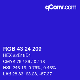 Color code: RGB 43 24 209 | qconv.com