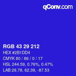 Color code: RGB 43 29 212 | qconv.com