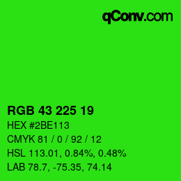 Farbcode: RGB 43 225 19 | qconv.com