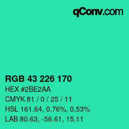 Color code: RGB 43 226 170 | qconv.com