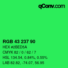 Code couleur: RGB 43 237 90 | qconv.com