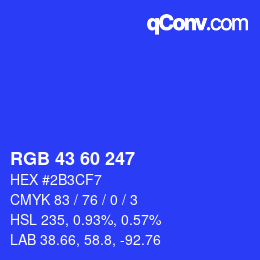 Color code: RGB 43 60 247 | qconv.com