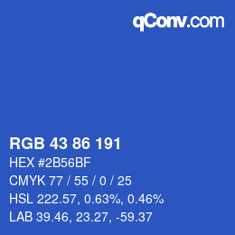 Color code: RGB 43 86 191 | qconv.com