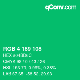 Código de color: RGB 4 189 108 | qconv.com