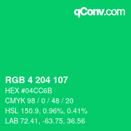 Farbcode: RGB 4 204 107 | qconv.com