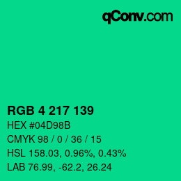 Color code: RGB 4 217 139 | qconv.com