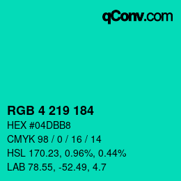 Code couleur: RGB 4 219 184 | qconv.com