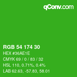 Code couleur: RGB 54 174 30 | qconv.com