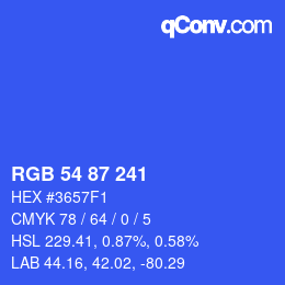 Código de color: RGB 54 87 241 | qconv.com