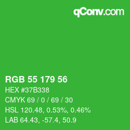 Color code: RGB 55 179 56 | qconv.com