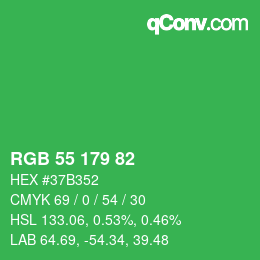 Código de color: RGB 55 179 82 | qconv.com