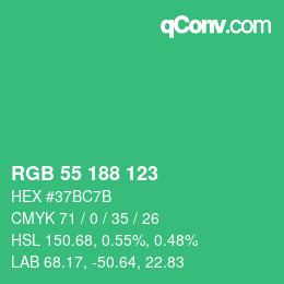 Color code: RGB 55 188 123 | qconv.com