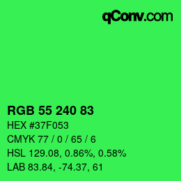 Code couleur: RGB 55 240 83 | qconv.com