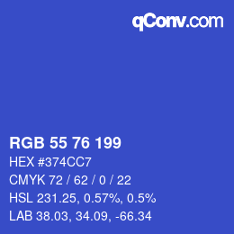 Farbcode: RGB 55 76 199 | qconv.com