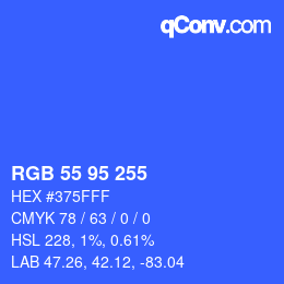 Farbcode: RGB 55 95 255 | qconv.com