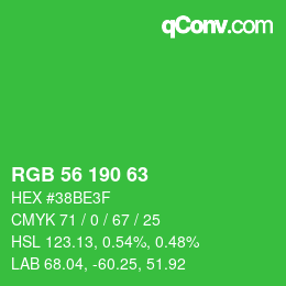 カラーコード: RGB 56 190 63 | qconv.com