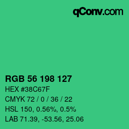 Color code: RGB 56 198 127 | qconv.com