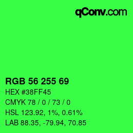 カラーコード: RGB 56 255 69 | qconv.com