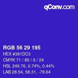 Code couleur: RGB 56 29 195 | qconv.com