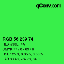 Código de color: RGB 56 239 74 | qconv.com