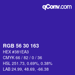 Código de color: RGB 56 30 163 | qconv.com