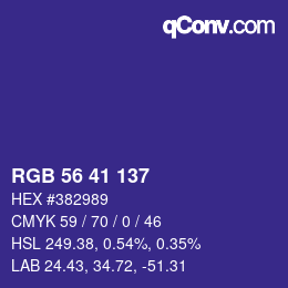 カラーコード: RGB 56 41 137 | qconv.com