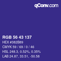 Código de color: RGB 56 43 137 | qconv.com