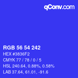 Code couleur: RGB 56 54 242 | qconv.com