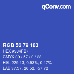 Color code: RGB 56 79 183 | qconv.com