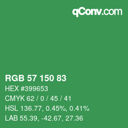 Color code: RGB 57 150 83 | qconv.com