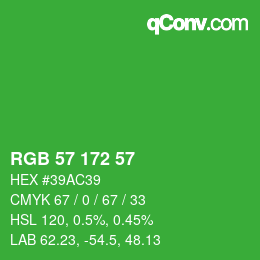 カラーコード: RGB 57 172 57 | qconv.com