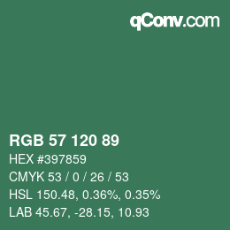 Código de color: RGB 57 120 89 | qconv.com