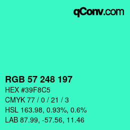 Code couleur: RGB 57 248 197 | qconv.com