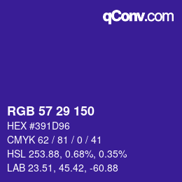 Color code: RGB 57 29 150 | qconv.com