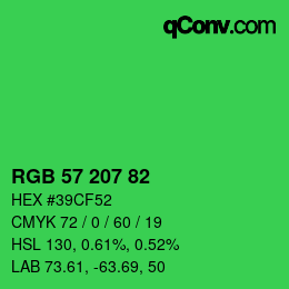 Color code: RGB 57 207 82 | qconv.com