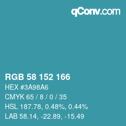 Código de color: RGB 58 152 166 | qconv.com