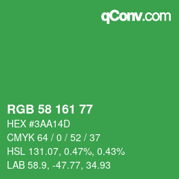 Color code: RGB 58 161 77 | qconv.com