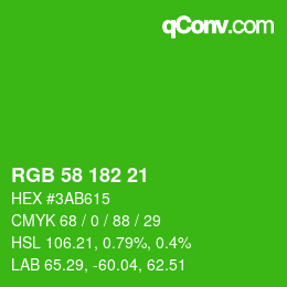 Código de color: RGB 58 182 21 | qconv.com