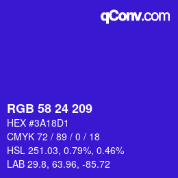 Código de color: RGB 58 24 209 | qconv.com