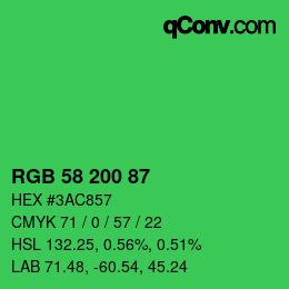 Code couleur: RGB 58 200 87 | qconv.com