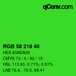 Color code: RGB 58 218 40 | qconv.com