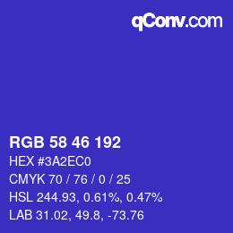 Farbcode: RGB 58 46 192 | qconv.com