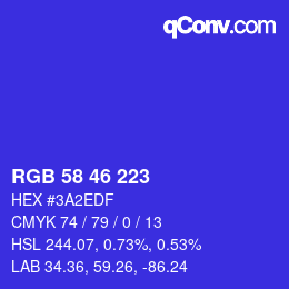 Code couleur: RGB 58 46 223 | qconv.com