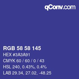 Código de color: RGB 58 58 145 | qconv.com