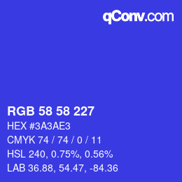 Color code: RGB 58 58 227 | qconv.com