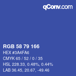 Color code: RGB 58 79 166 | qconv.com