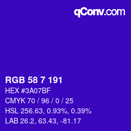 Code couleur: RGB 58 7 191 | qconv.com