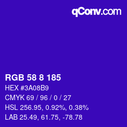 カラーコード: RGB 58 8 185 | qconv.com