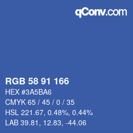 Color code: RGB 58 91 166 | qconv.com