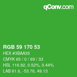 Code couleur: RGB 59 170 53 | qconv.com